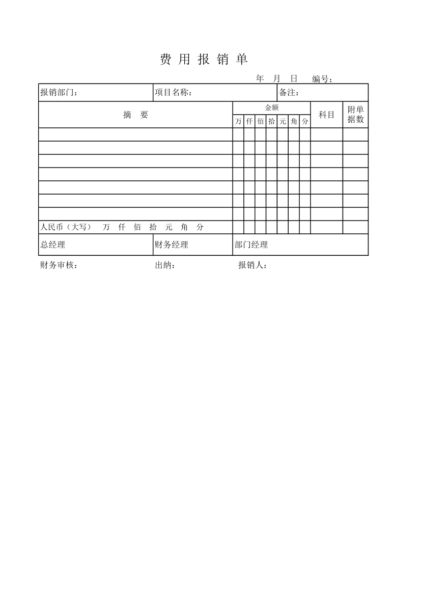 费用报销单(打印)第1页