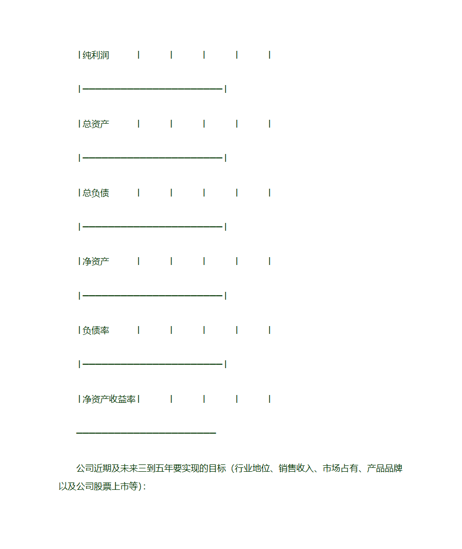 创业计划书模板范文第9页