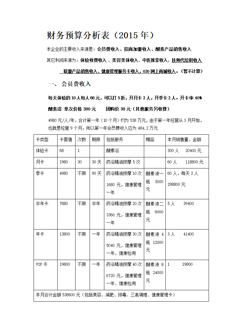 财务预算分析表第1页