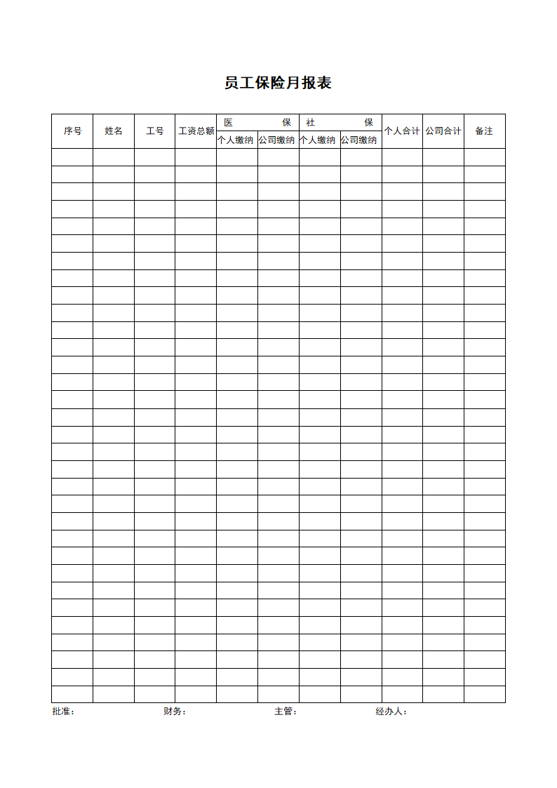 员工保险月报表.docx第1页