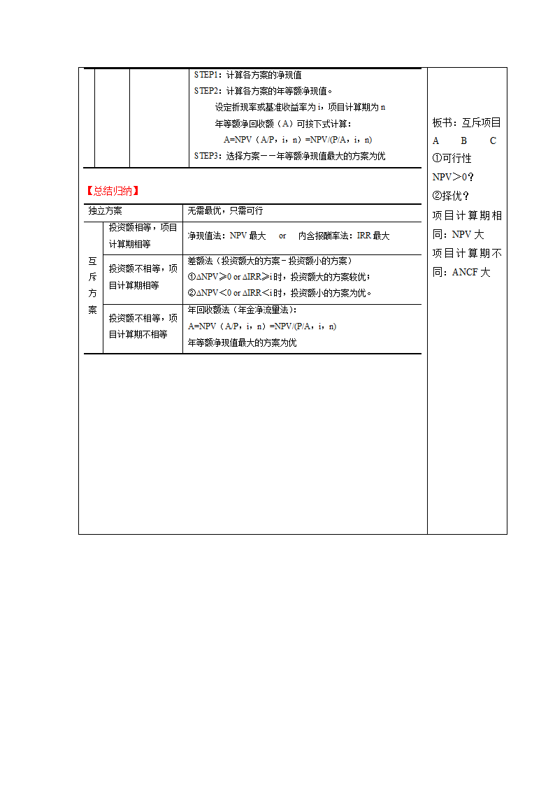 项目四  投资管理 表格式教案《财务管理实务（第二版）》（高教版）.doc第10页