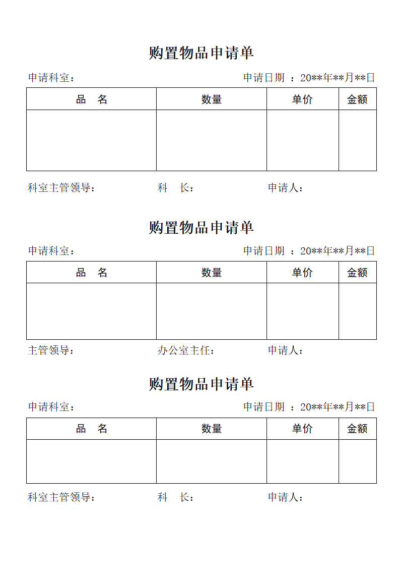 行政机关购置物品申请单.docx