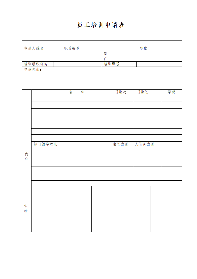 员工培训申请表.doc