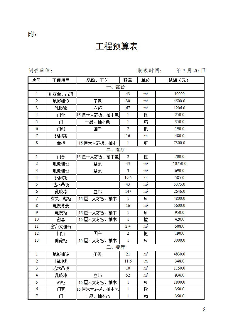 房屋装修合同及预算清单示范文本.doc第3页