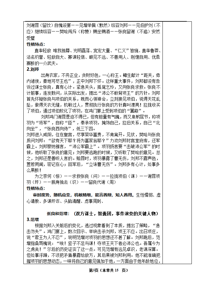 《鸿门宴》优秀教案第9页