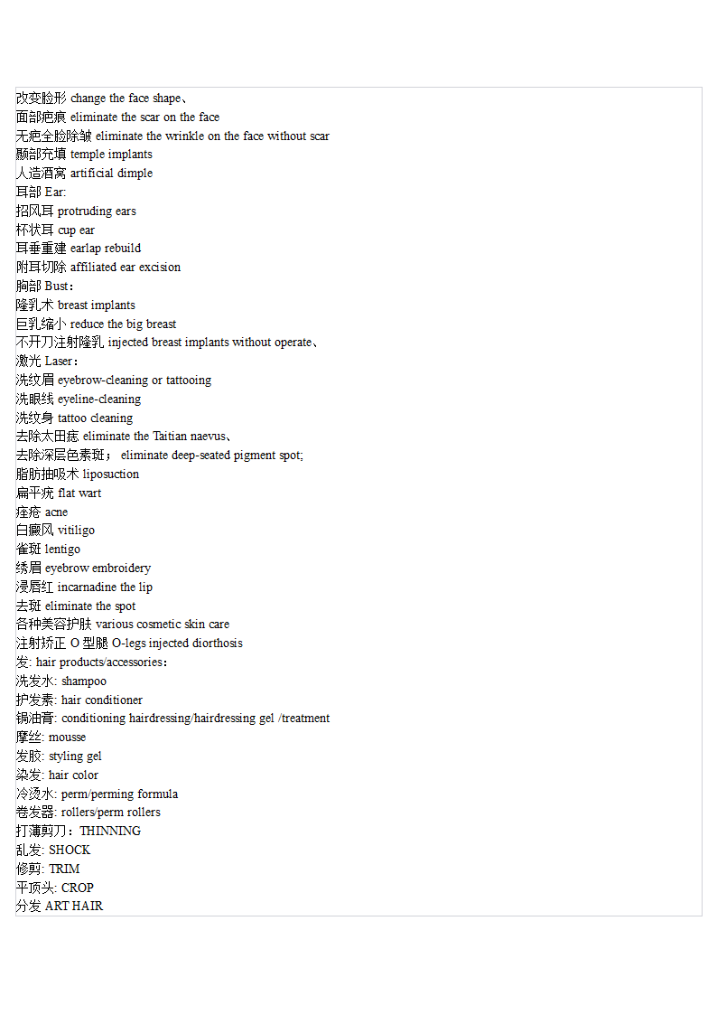 美容美发词汇第4页