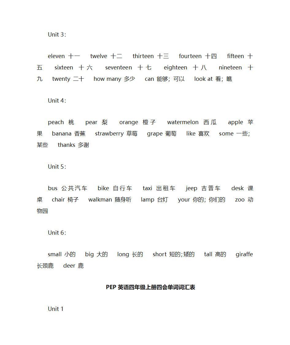 小学英语所有单词第3页