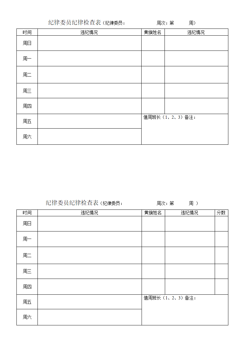 纪律检查表第1页