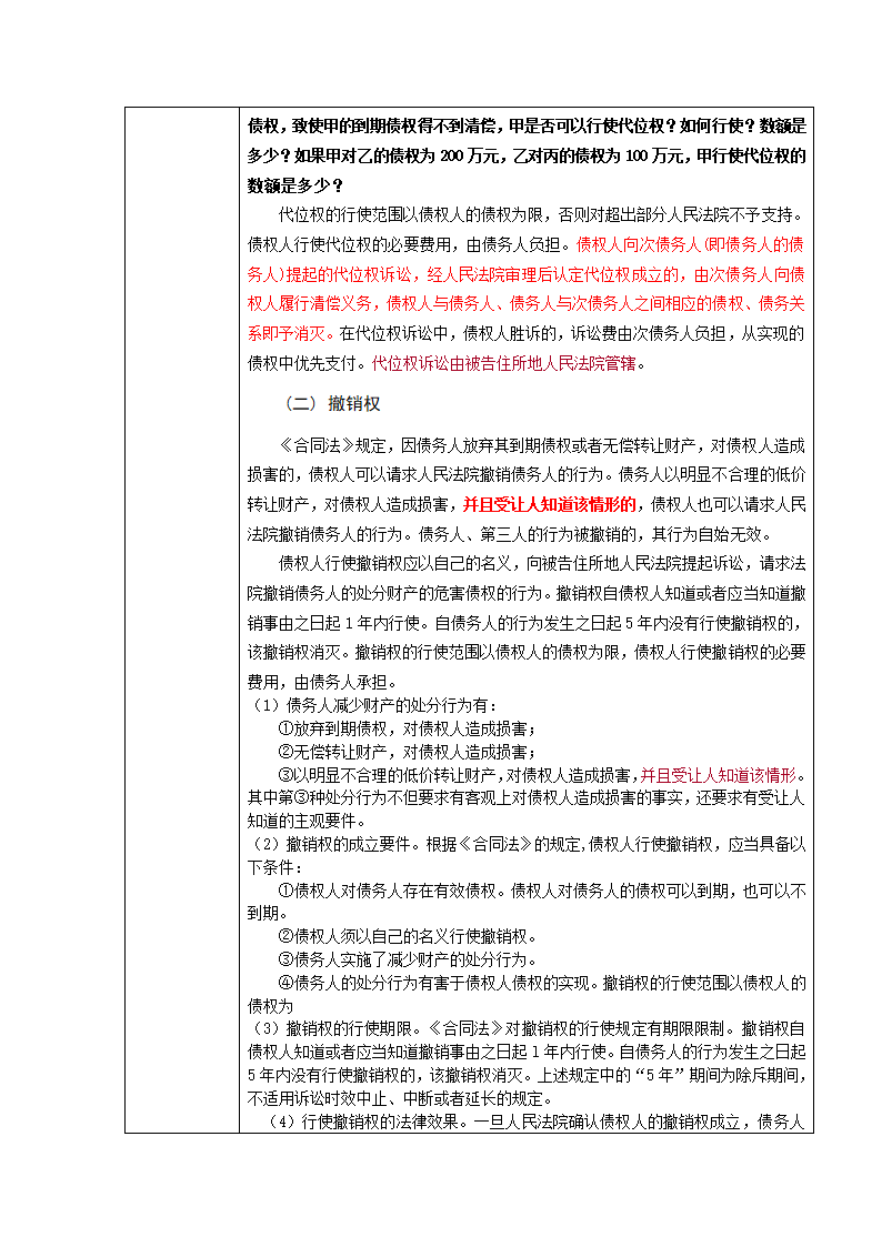 4.4.1 合同的履行和担保 教案（表格式）高教版（第四版）.doc第7页