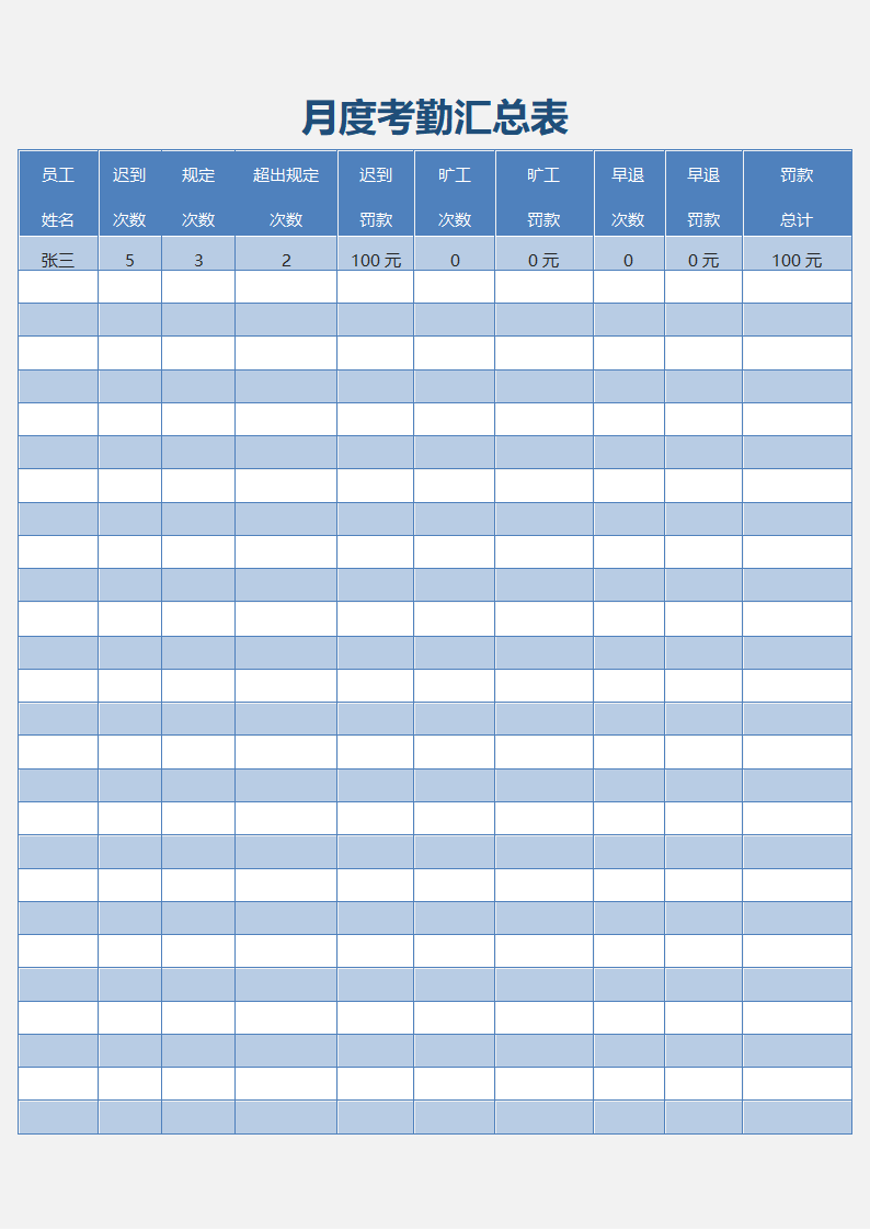 月度考勤汇总表.docx