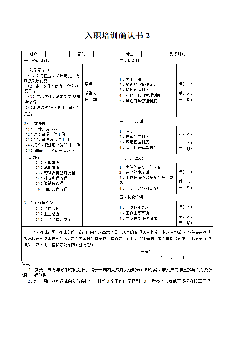 入职培训确认书.docx第2页