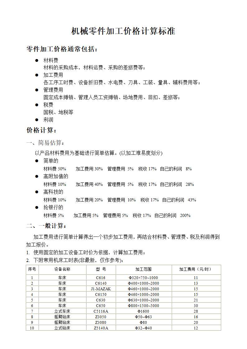 机械零件加工价格计算标准.doc第1页