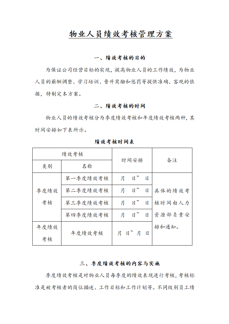 物业人员绩效考核管理方案.docx