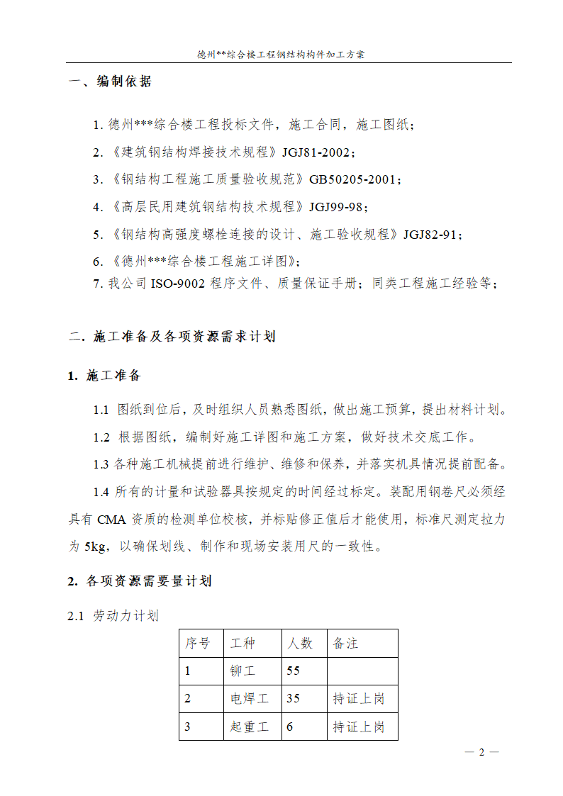 德州市综合楼钢结构构件加工方案.doc第3页