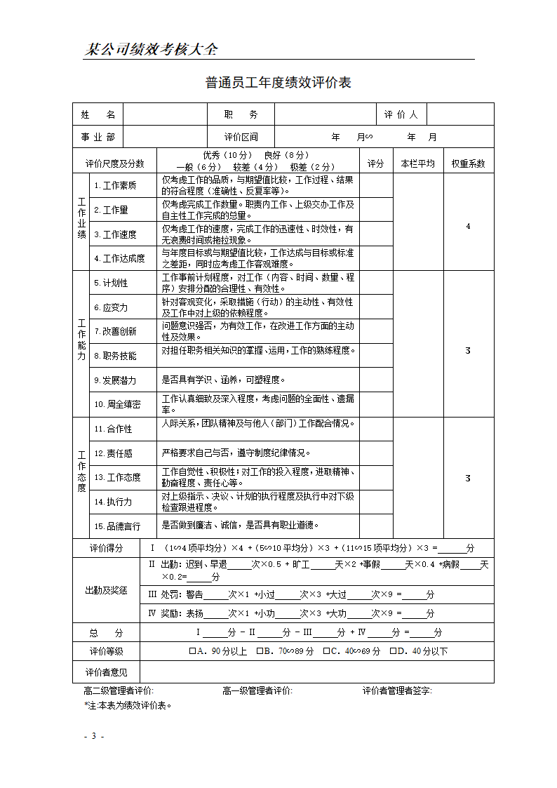 公司绩效考核表格大全(实用).doc第3页