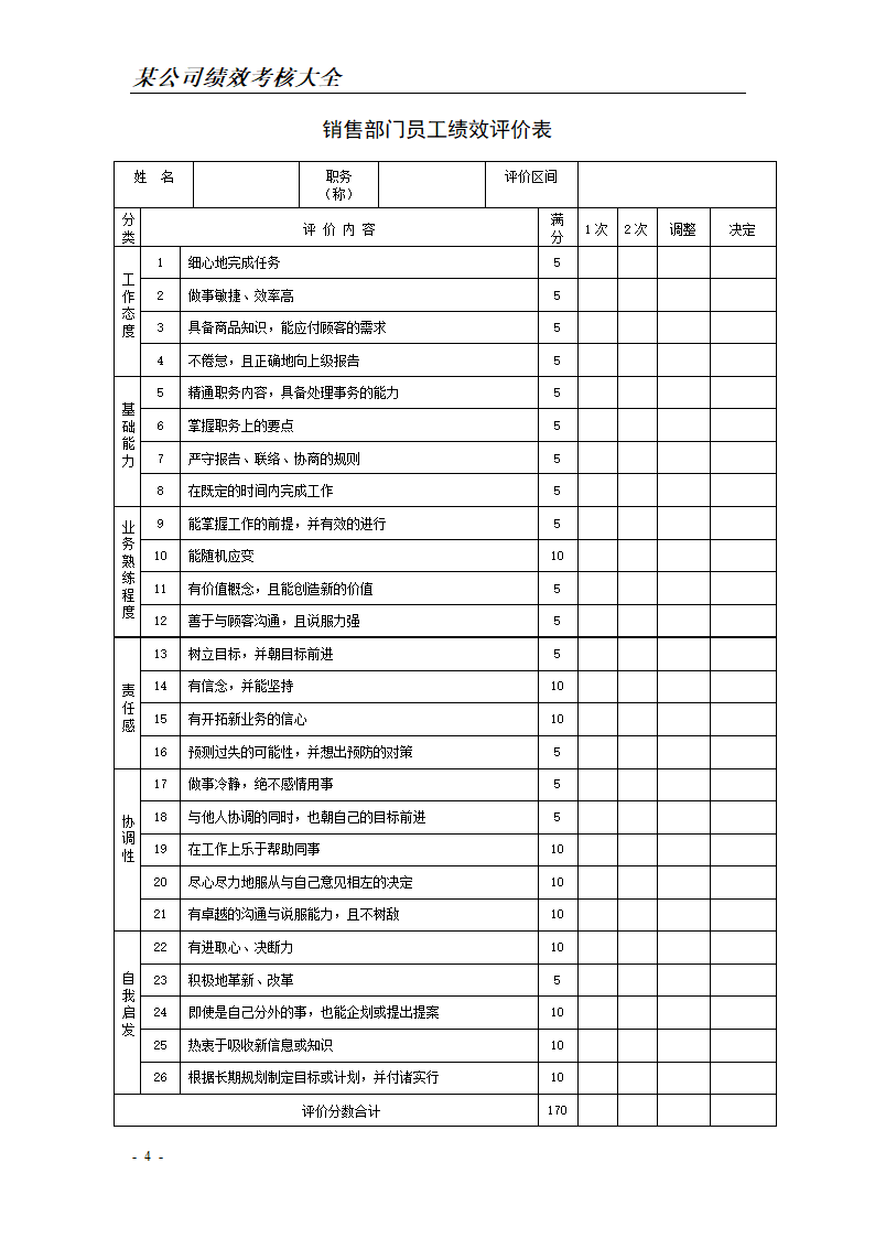 公司绩效考核表格大全(实用).doc第4页