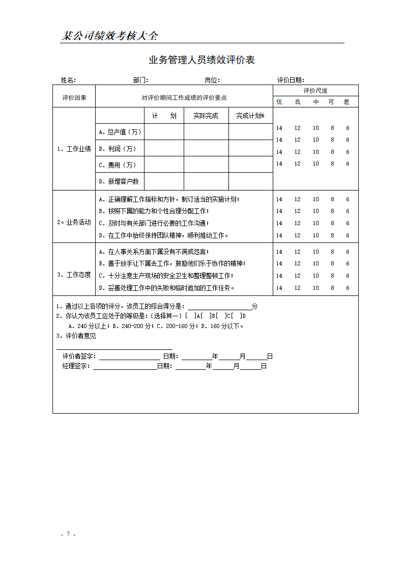 公司绩效考核表格大全(实用).doc第7页