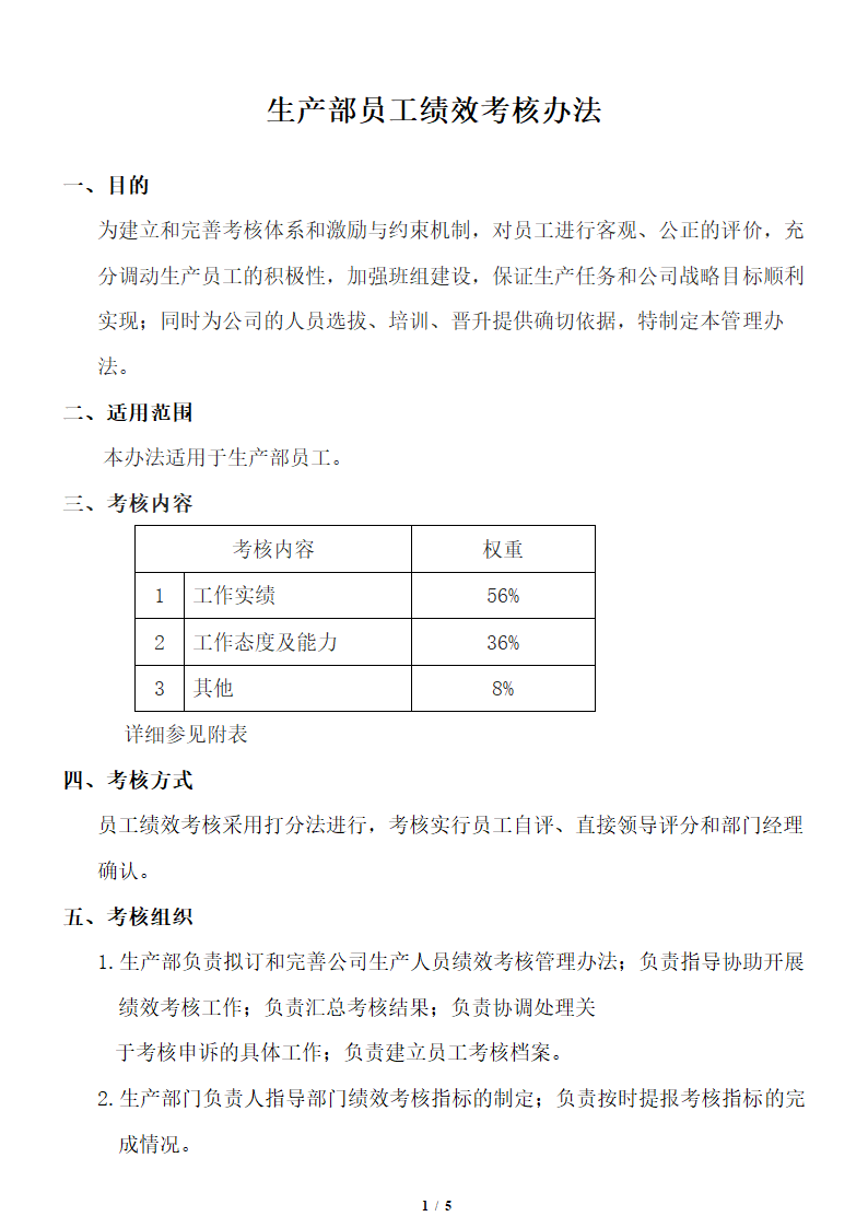 生产部员工绩效考核办法.docx第1页