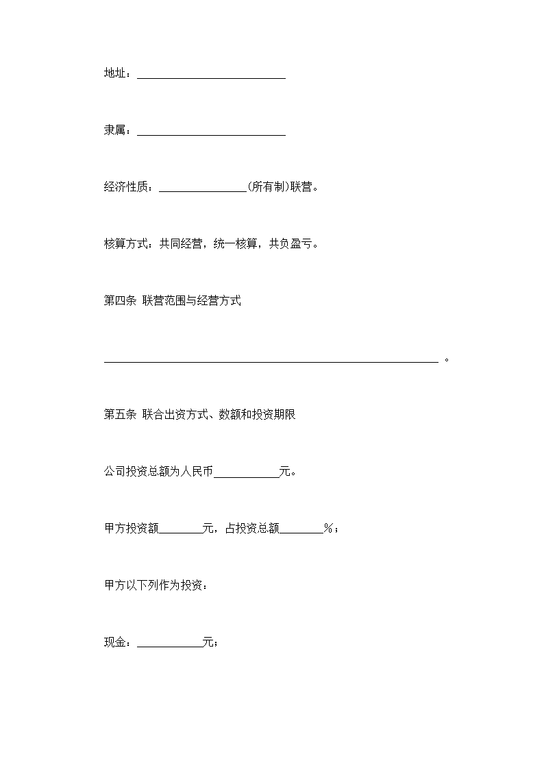 联营出资合同通用模板.doc第3页