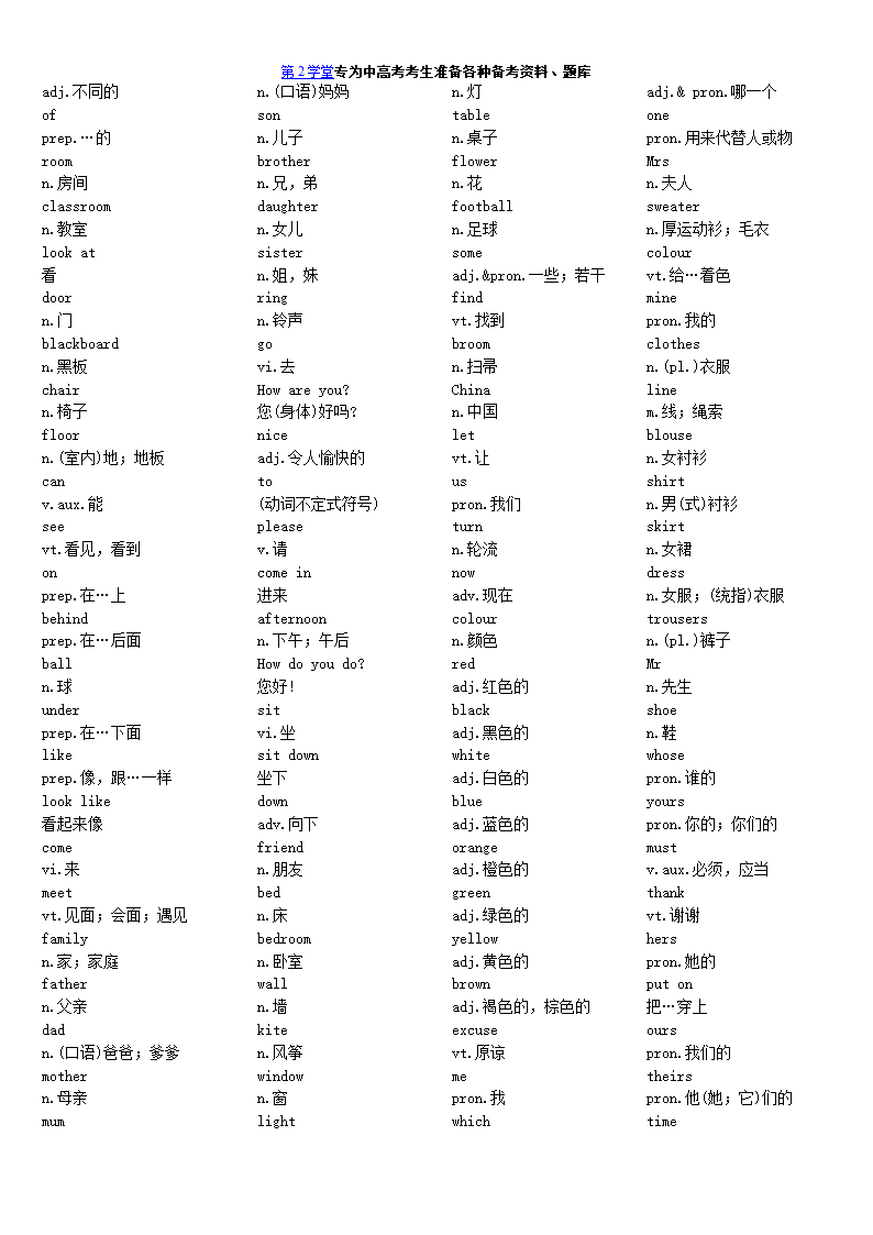 初中英语单词大全第3页