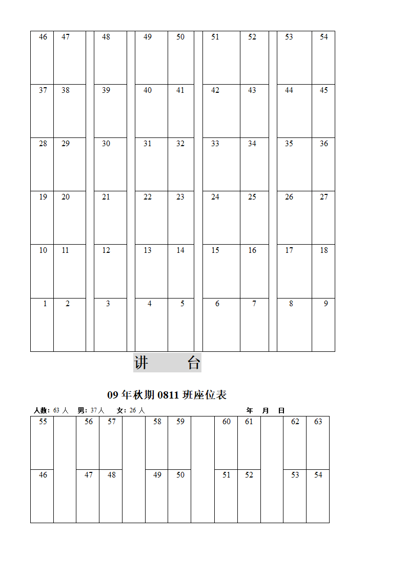 各种教室座位表模板第4页