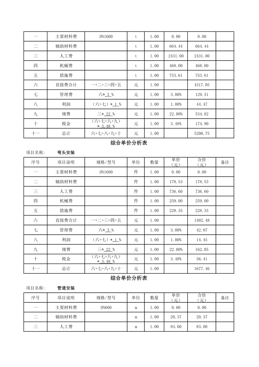 报价表第2页