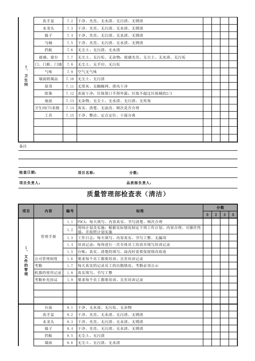 品质部检查表第5页