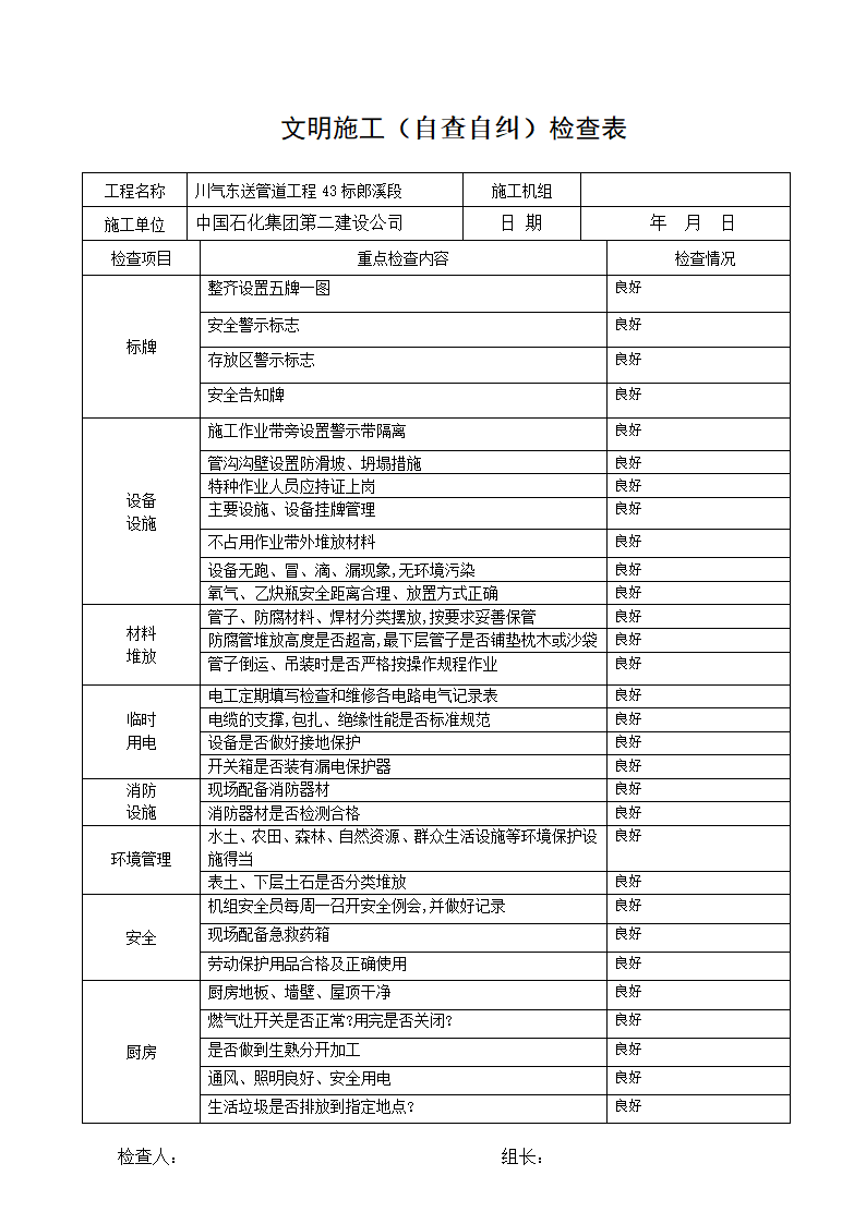 自查自纠检查表第1页