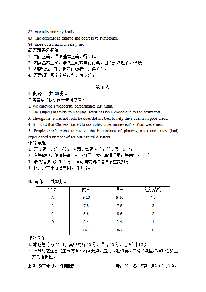 2011_上海春季高考英语试卷(附答案)第15页