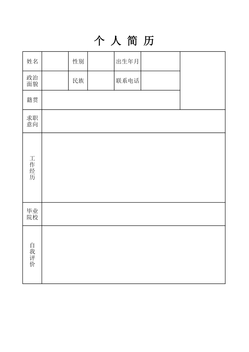 个人简历第1页