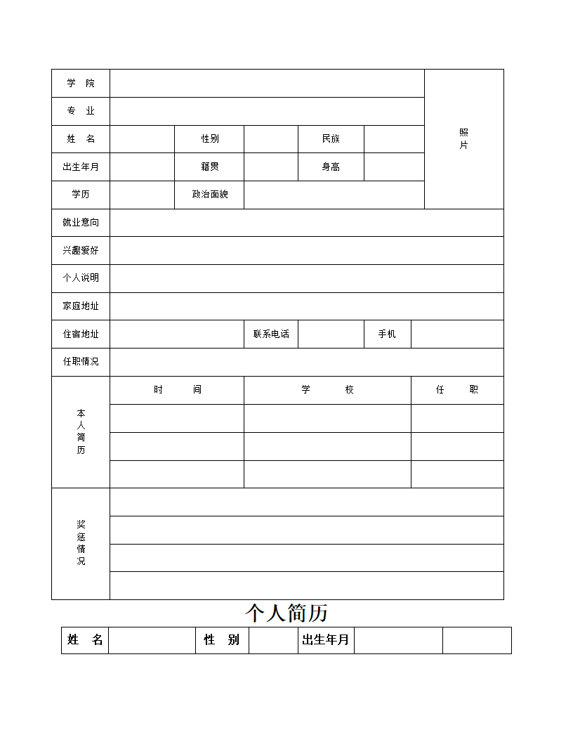 个人简历 ()第2页