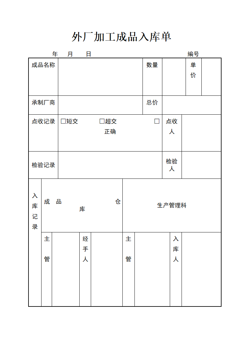 外厂加工成品入库单.doc第1页