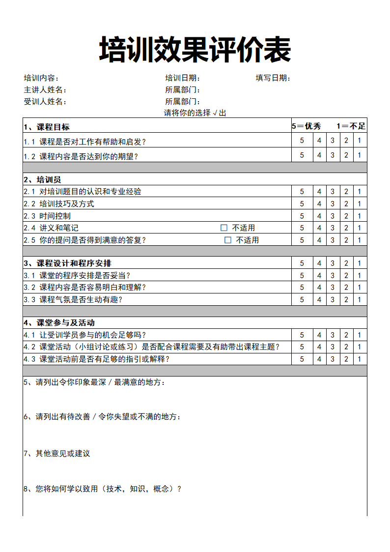 培训效果评价表.docx