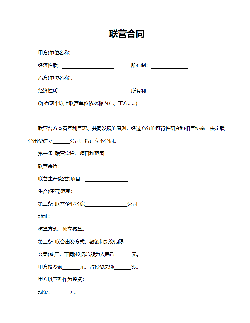 联营合同范本.doc第1页