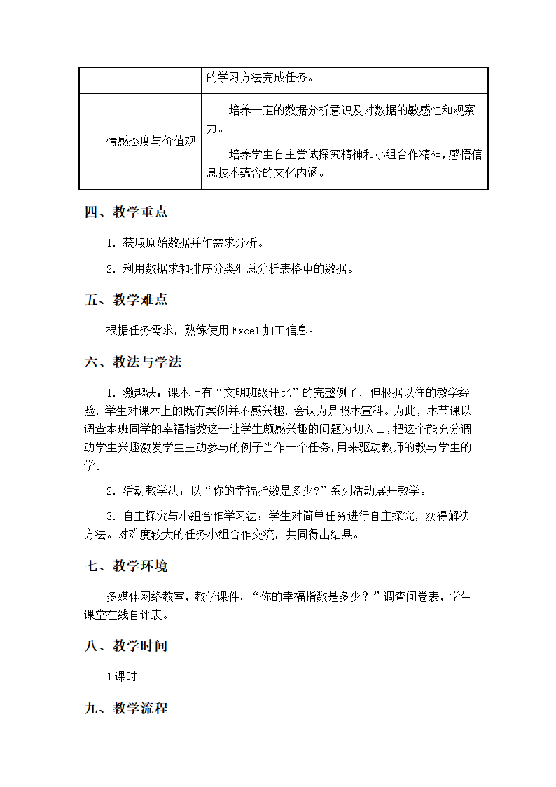 粤教版 高中信息技术  3.2《表格信息的加工与表达》教学设计.doc第2页