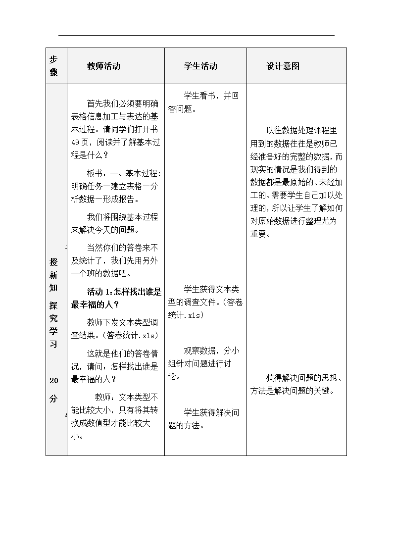 粤教版 高中信息技术  3.2《表格信息的加工与表达》教学设计.doc第5页