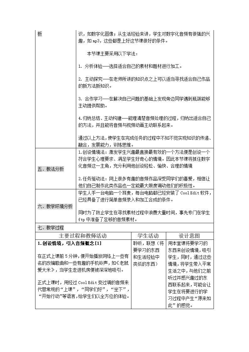 教科版高中信息技术 必修5.1《音频信息的采集与加工》教学设计.doc第2页