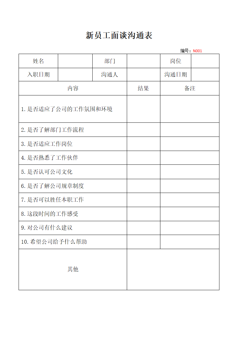 新员工面谈沟通表.docx第1页