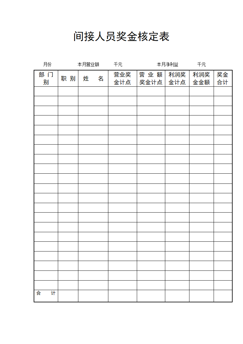 间接人员奖金核定表.doc第1页