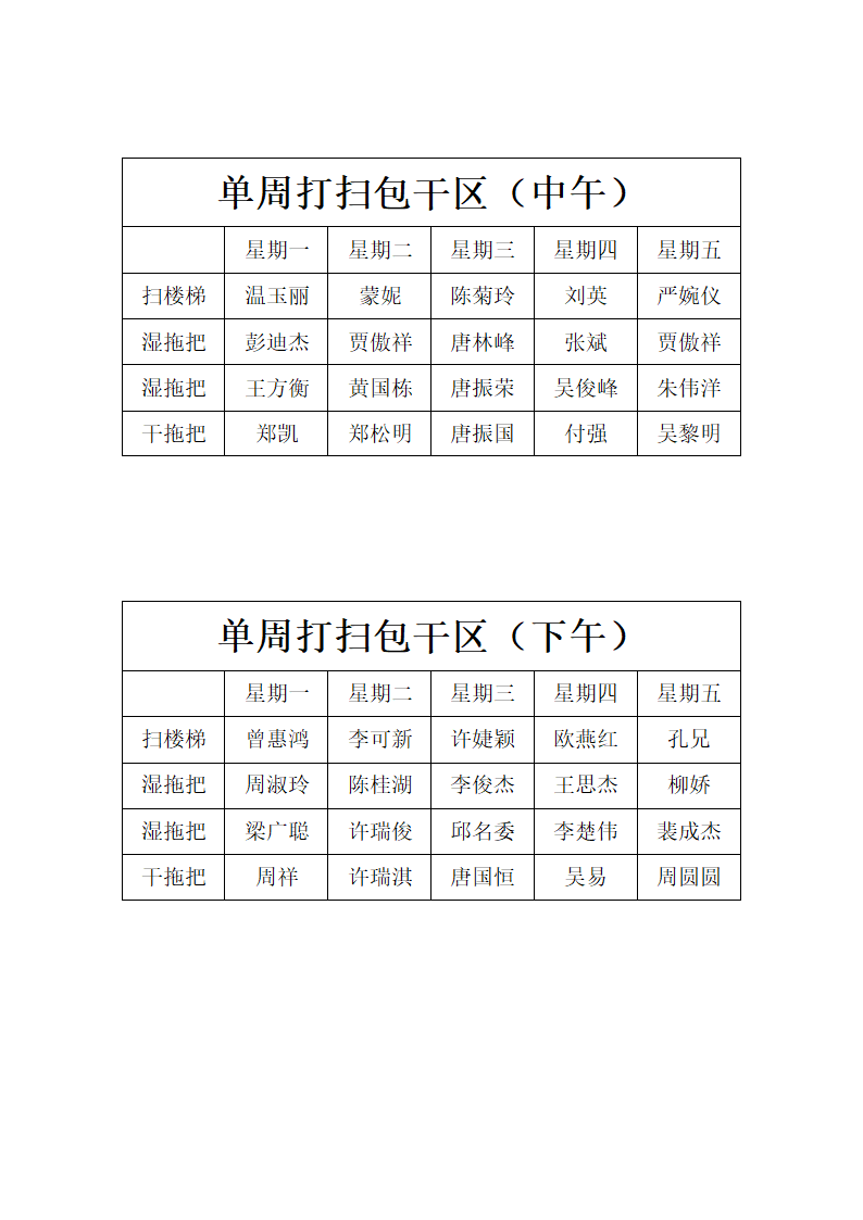 午餐值日表第2页