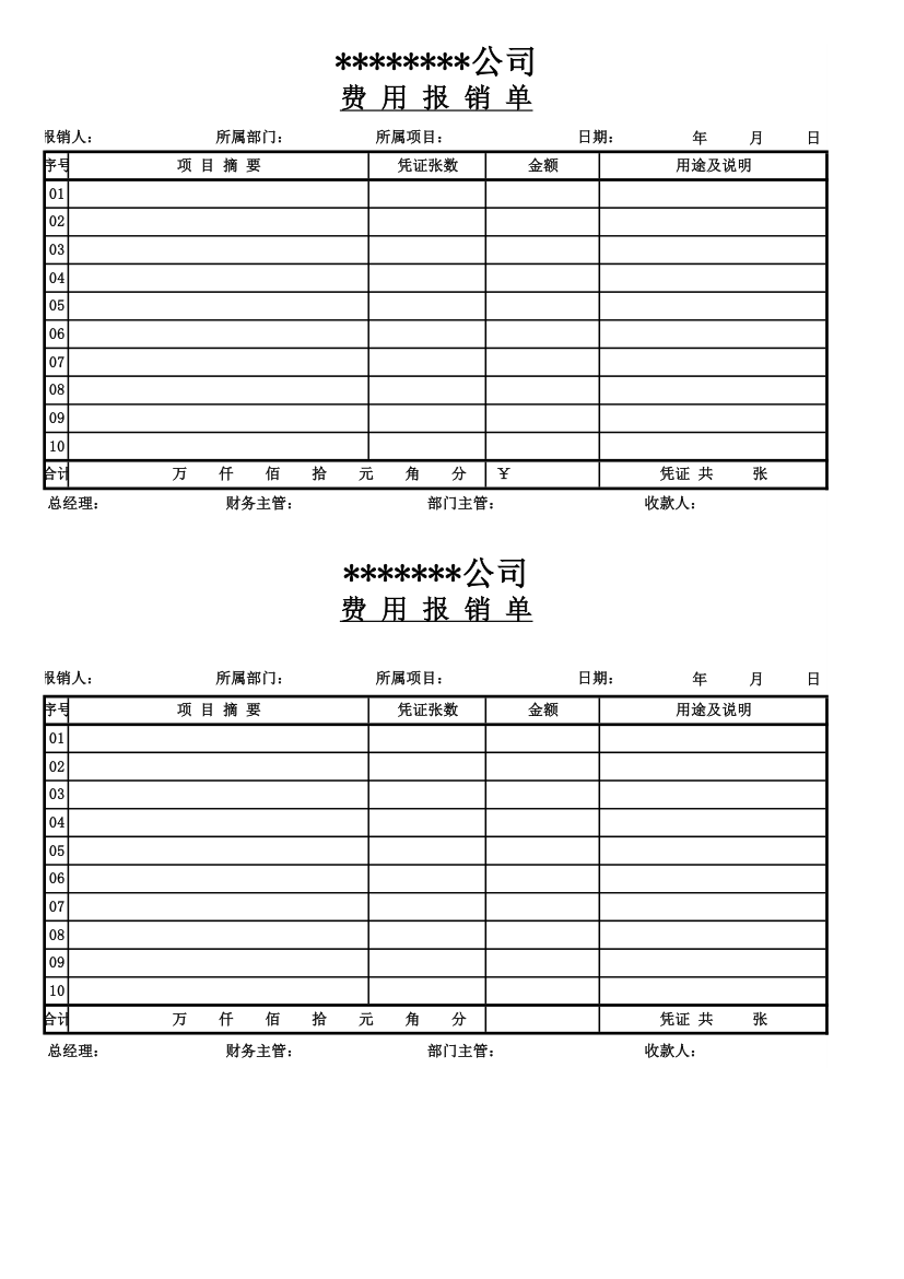 项目费用报销单第1页