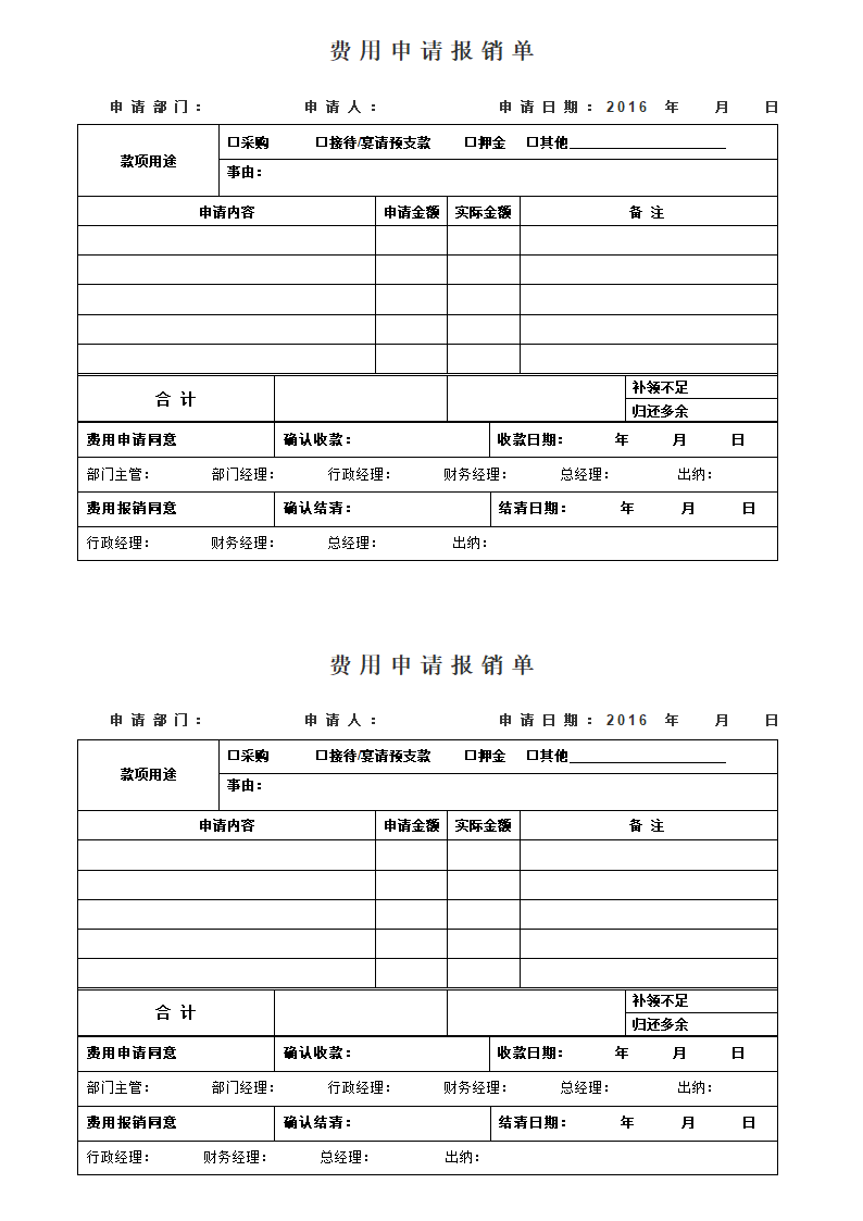 费用申请报销单第1页