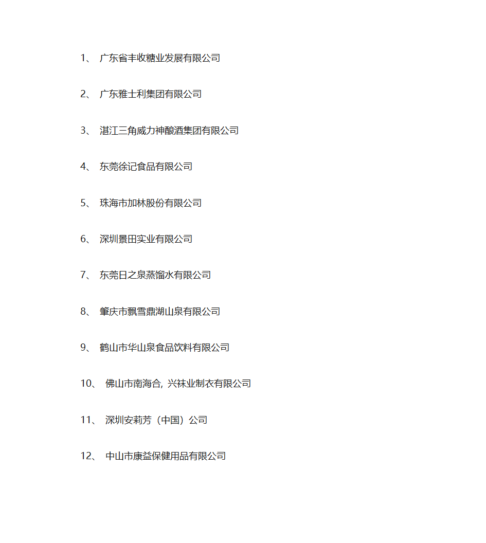 广东省名牌产品生产企业名单第1页