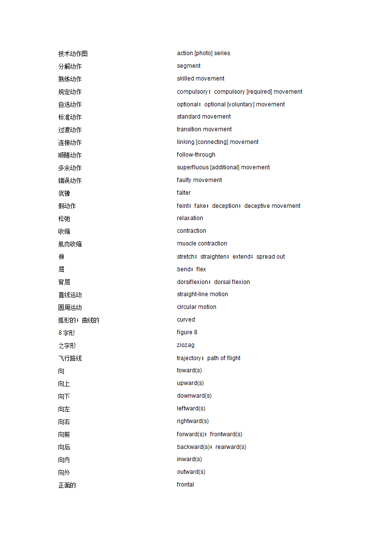 人体动作词汇第2页