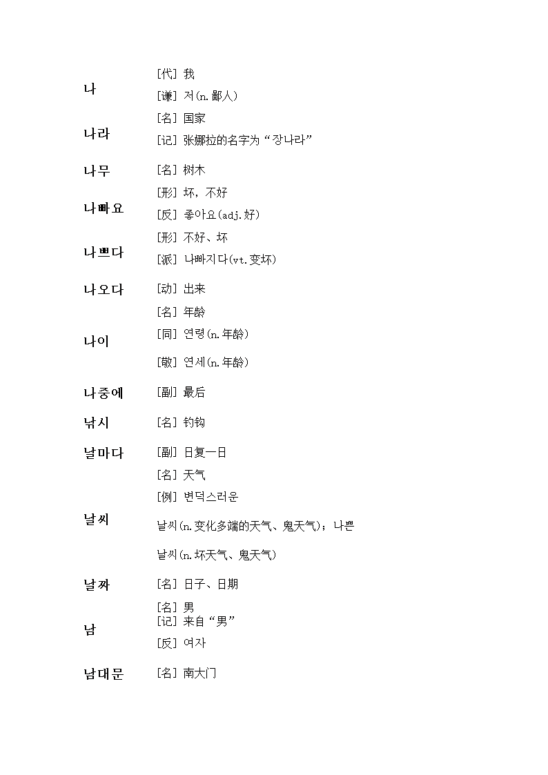 韩语单词第15页