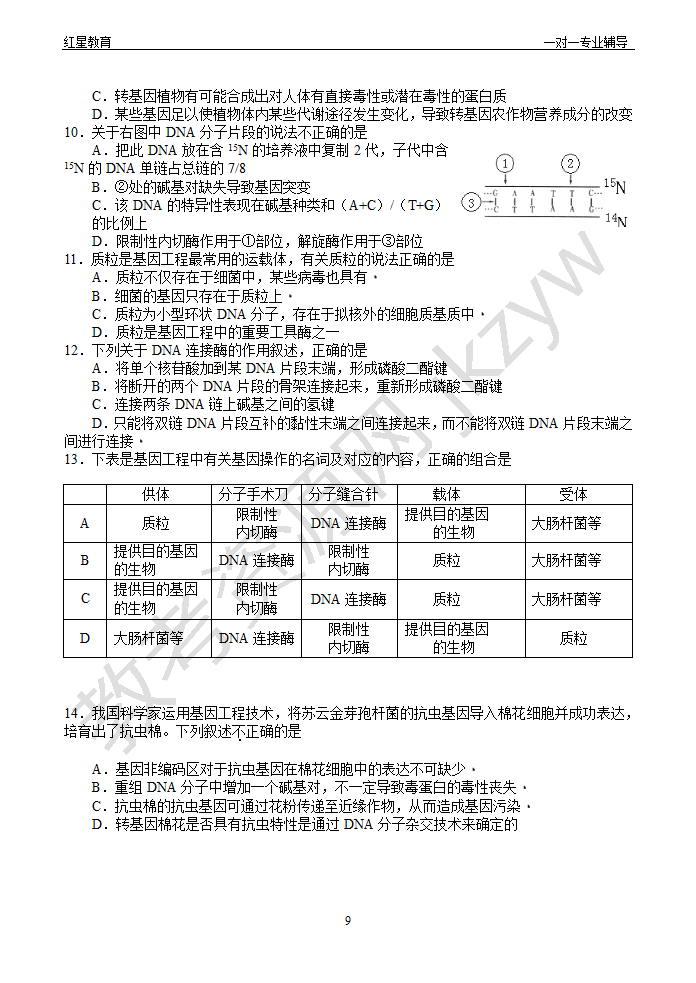 基因工程知识点与习题第9页