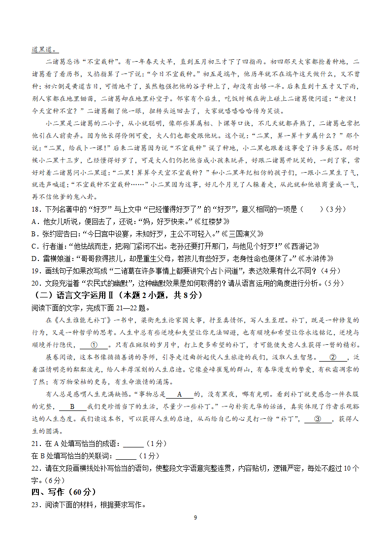 2024届四川省成都市嘉祥外国语学校高三下学期高考适应性考试一语文试卷（含解析）.doc第9页