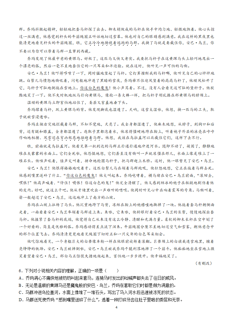 四川省成都市金牛区成都外国语学校2024届高三下学期高考模拟（六）语文试卷（含解析）.doc第4页