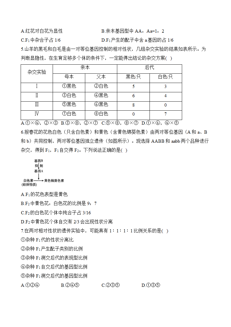 （10）基因的分离定律和自由组合定律（含解析）——2025届高考生物学一轮复习基础题训练【配套新教材】.doc第2页