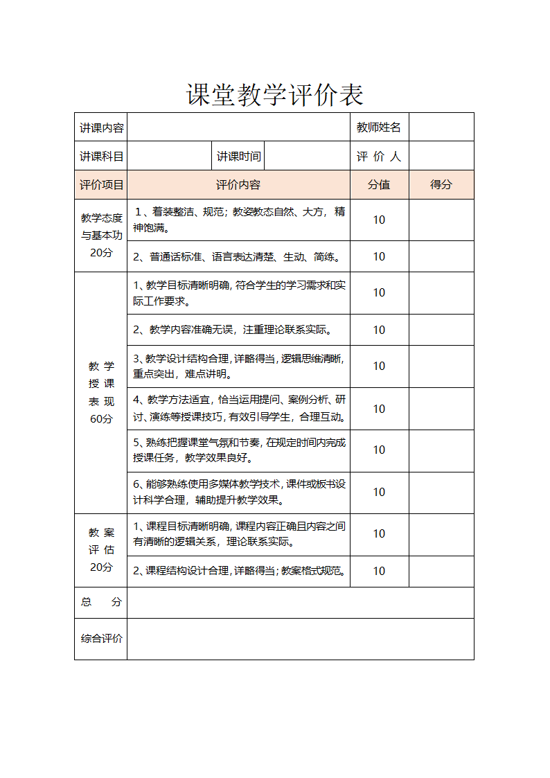 讲师课堂教学评价表.docx第1页